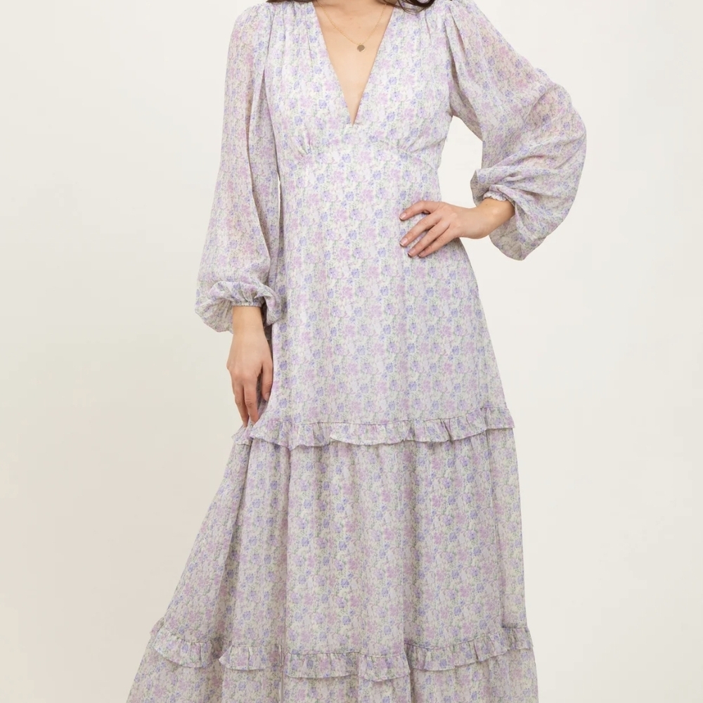 Pinkblush Floral Long Sleeve Maxi Dress